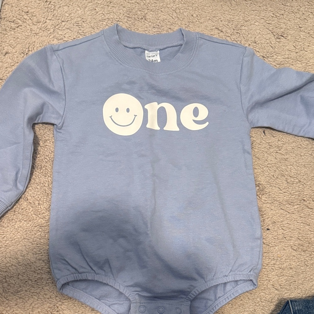 Carter's Light Blue Smiley Bodysuit